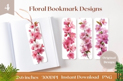 Watercolor Flowers Bookmark Printable, Sakura Sublimation Product Image 1
