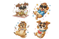 Whimsical Summer Dogs Clipart Product Image 2