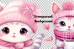 Winter Pink Cat 46 Cliparts Collection Product Image 8