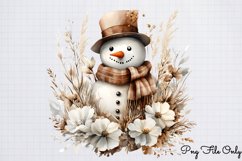 Watercolor Snowman Christmas Clipart PNG Product Image 1