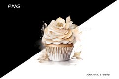 Gold Flowers Cupcake Clipart Product Image 1