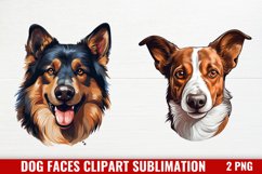 Dog Faces Clipart Sublimation, Watercolor Dog Faces Product Image 1