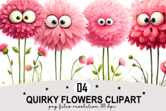 Quirky Flowers Clipart Watercolor PNG Product Image 1
