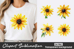 Sunflower Bouquet Watercolor Clipart PNG Product Image 1