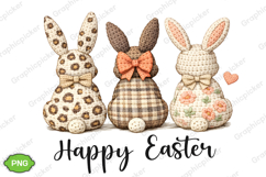 Happy Easter PNG Coquette Easter Bunny, Faux yarn Bunny PNG Product Image 4