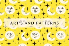 Sun and moon seamless pattern | Sun and moon digital paper Product Image 1