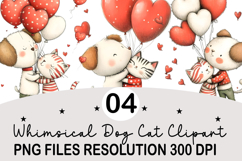 Whimsical Dog Cat Clipart Valentine's Png Product Image 1