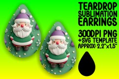 Sublimation 3D Santa Claus Teardrop Earrings Holiday Theme Product Image 1