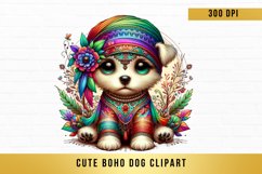 cute watercolor boho dog Clipart, boho dog sublimation Product Image 1