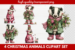 Christmas Animals Clipart Set | Cute Festive Wildlife PNG Product Image 1