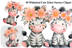 Whimsical Cute Zebra Nursery Clipart Product Image 1