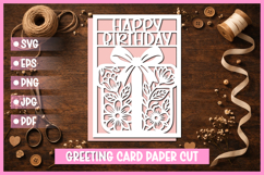 Happy Birthday Greeting card SVG,Paper cut SVG Birthday Card Product Image 1
