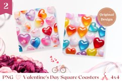 Valentines Square Coasters, 3D Hearts Square Coaster Design Product Image 1