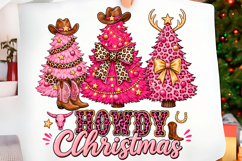 Pink Howdy Christmas Western Cowgirl PNG Product Image 1