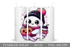 Cute Ghost Tumbler Sublimation. Ghost Halloween Tumbler Product Image 1
