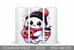 Cute Ghost Tumbler Sublimation. Ghost Halloween Tumbler Product Image 1