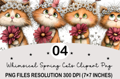 Whimsical Spring Cats Clipart Png Spring PNG Product Image 1