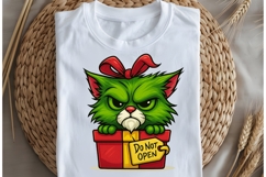 Funny Christmas green cat png design for T-shirts Product Image 5