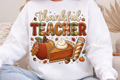 Thankful Teacher PNG, Thanksgiving Pumpkin Pie Sublimation Product Image 7