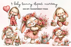 Baby Bunny Clipart Nursery PNG Product Image 1