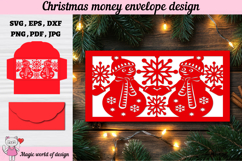 Christmas snowman Money Envelope svg, Papercut Gift Card Product Image 2