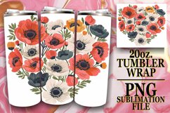 Heart of Flowers Tumbler Wrap for Sublimation 20oz Product Image 1