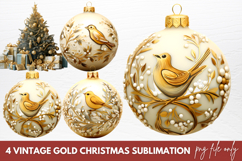Vintage Gold Christmas Sublimation Clipart Product Image 1