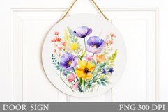 Wildflowers Door Sign Sublimation. Flowers Door Sign Design Product Image 1