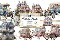 Blue and Pink Victorian Watercolor Clipart Bundle Product Image 6