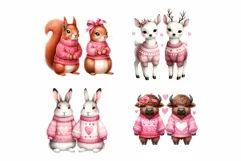 Valentine’s Day Couple Wildlife Watercolor Clipart Product Image 8