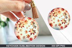 Flower Keychain Sublimation - Autumn Keychain PNG Design Product Image 1