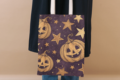 Funny Pumpkin Starry Night Seamless Pattern, Digital Paper Product Image 8