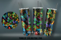 3D Tumbler Sublimation Design PNG | Butterfly 3D Tembler Product Image 2