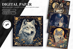 Wolf Wall Art Digital Paper Backgrounds Printable Scrapbook Product Image 1