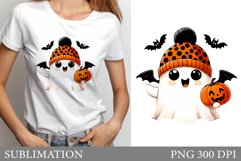 Cute Ghost Sublimation. Cute Ghost T-Shirt Sublimation Product Image 1