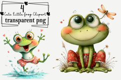 Whimsical Cute Little frog Clipart Watercolor PNG Product Image 1