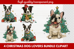 4 Christmas Dog Lovers Clipart | Festive Holiday Puppy PNG Product Image 1