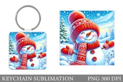 Cute Snowman Keychain Design. Christmas Keychain Sublimation Product Image 1