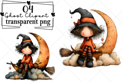 Whimsical Halloween Ghost Clipart Watercolor PNG Product Image 1