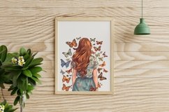 Watercolor Girl Butterflies Clipart Product Image 8