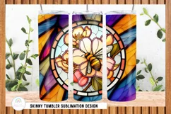 BEE Stained Glass Skinny Tumbler Sublimation Design PNG Product Image 3
