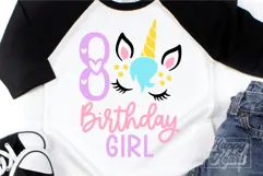 Eight Birthday Unicorn SVG - 8th Birthday Unicorn Shirt PNG Product Image 1