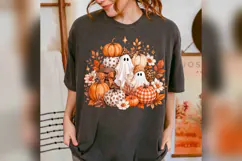 Cute Fall Ghost Pumpkin PNG, Leopard Gingham Pumpkin Hallow Product Image 4