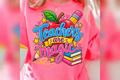 Teachers Are Magic PNG, Colorful Teacher Apple Design Product Image 4