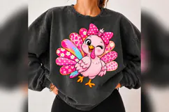 Pink Turkey PNG, Coquette Thanksgiving Turkey, Girly Floral Product Image 6