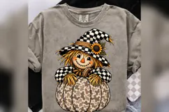 Fall Scarecrow PNG, Buffalo Plaid Pumpkin Design,Cute Autumn Product Image 4