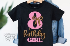 8th Birthday Girl SVG - Eight Bow 8 Birthday Girl PNG Product Image 3