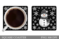 Snowman Coaster Sublimation. Snowman Square Coaster Design Product Image 1