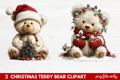 2 Christmas Teddy Bear Clipart | Cute Holiday Bear PNG Illus Product Image 1