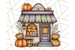 Fall Town Building Clipart PNG, Autumn Home Decor Scenes Product Image 4